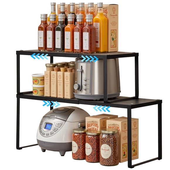 Especieros Para Cocina Retráctil, 2 Piezas Repisas Para Cocina, Estante Para Cocina, Material De Acero Al Carbono, Apilable Y Varios Estilos De Montaje, Para Cocinas, Armarios, Oficinas, Ba