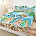 thumbnail image 4 of jejeloiu Summer Beach Bed Sheets,Flip Flop Pattern Full Size Sheets For Boys,Multicolor,4pcs,1 Flat Sheet, 1 Fitted Sheet and 2 Pillowcases, 4 of 6