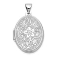 thumbnail image 1 of 14K White Gold Charm Pendant Locket 30 mm 21 21Mm Oval Floral Scroll Border, 1 of 5