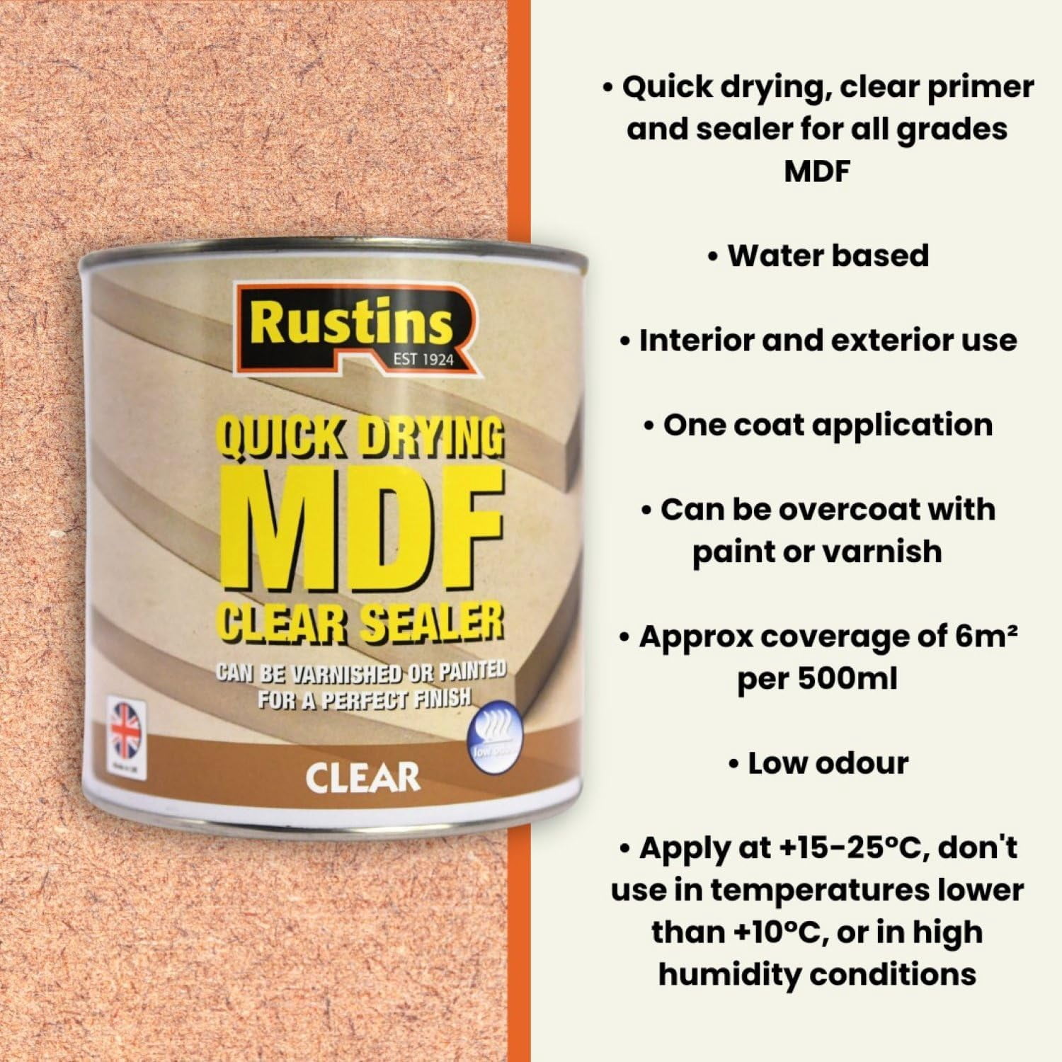 Rustins - Quick Drying MDF Sealer Clear 500ml