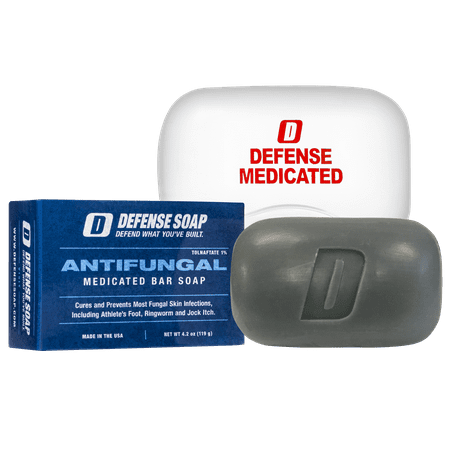 Defense Antifungal Medicated Bar Soap | FDA Approved Treatment for Athlete's Foot Fungus and Intensive Treatment for Fungal Infections of The Skin (One Bar with Snap-Tight