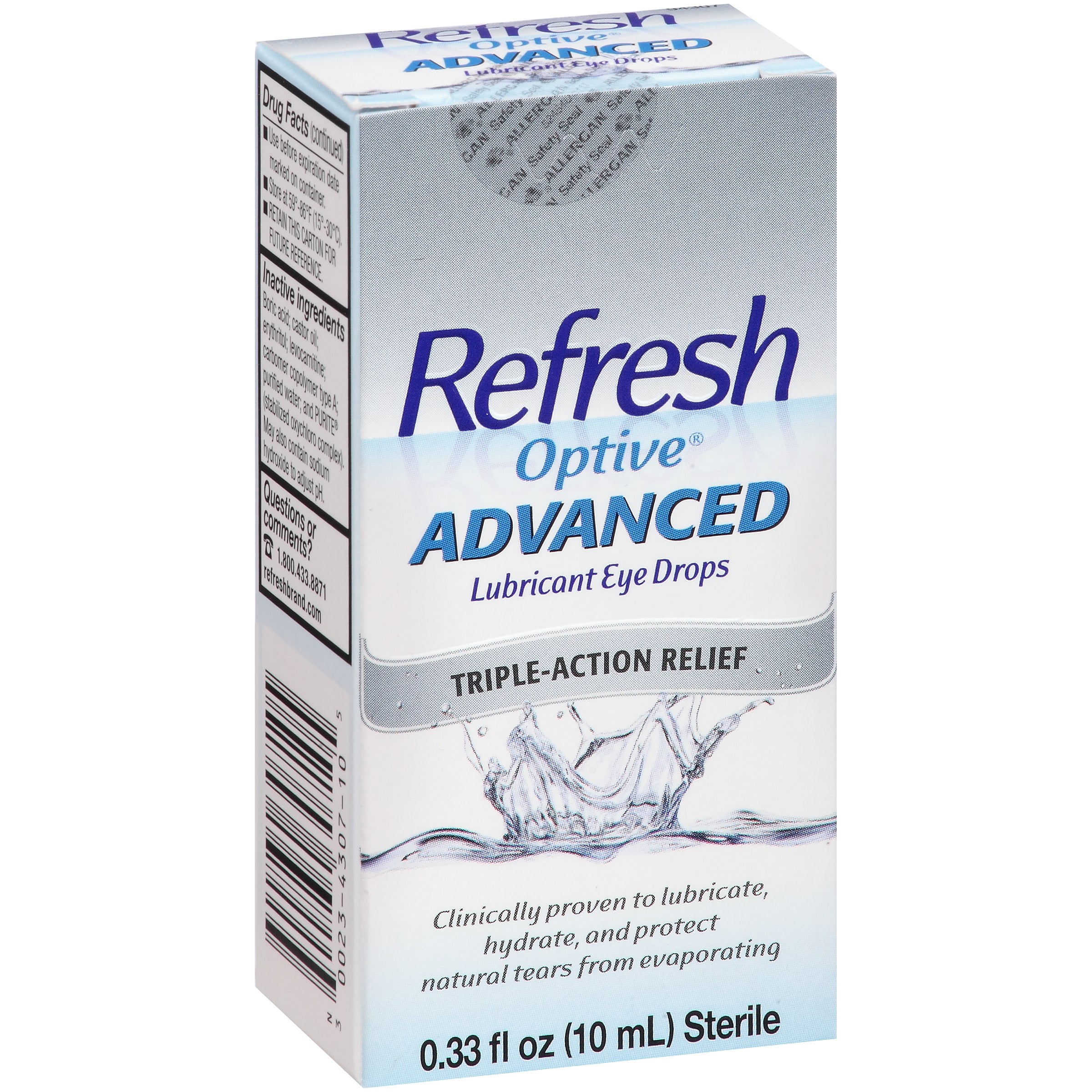 Refresh optive lubricant eye drops advanced 0 33 fl oz walmart