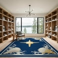thumbnail image 2 of ODIKA 9'x12' Washable Area Rug Non-Slip, Chair-Friendly Starfish Ocean Nautical Seashell Bathroom Coral Reef Wave Border for Dining Room, Basement, Large Office, 2 of 7