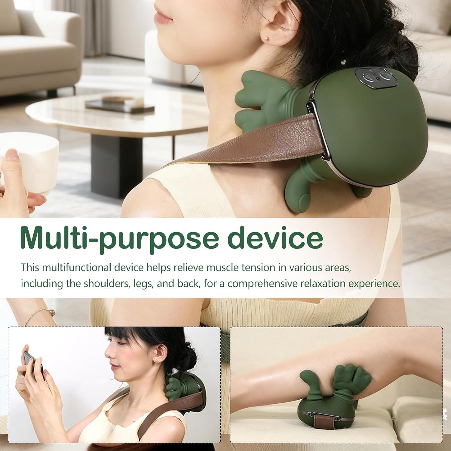 Wireless Electric Neck And Back Massager With Heat, Adjustable Intensity Levels, Portable Massage Device For Men And Women Christmas Gift