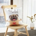 thumbnail image 4 of LALILO Throw Pillow Covers Greeting Card With Cute Dog Sweet Pug Hello Cushion Cover 18" x 18", 2 Pack, 4 of 6