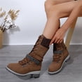 thumbnail image 3 of EKVAHL Women's Mid‑Calf Winter Boots, Non‑Slip Faux Suede Lace‑Up Boots, Block Heel Casual Walking Shoes For Cold Weather Brown, 3 of 5
