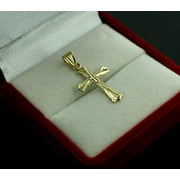 JEWELZKING Real 10K Yellow Gold Cross Pendant Diamond Cut Gold Jesus Crucifix Charm