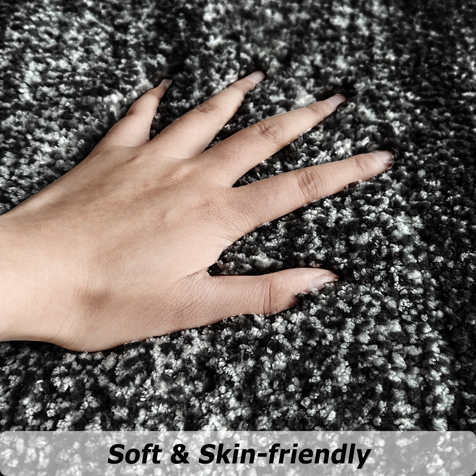 Artnice Microfiber Washable Bathroom Rugs, 24"x47" Black Absorbent Bath Mats, Non-Slip Plush Ultra Soft Bathroom Mats