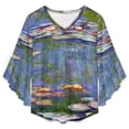 thumbnail image 4 of Water Lilies Women's V-Neck Blouse With 3/4 Ruffled Bell Sleeves Casual Top Ladies Blouses, 4 of 7