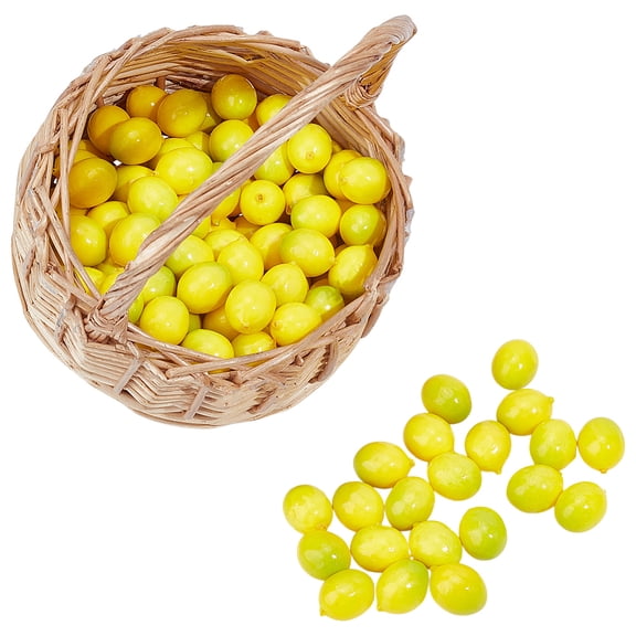 100pcs Mini Artificial Lemon Fruit Lemon Summer Realistic Kitchen Fruit Lifelike Simulation Home Decor for Lemonade Table Cabinet