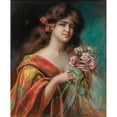 thumbnail image 2 of Delphin Enjolras 15x18 Gold Ornate Wood Frame and Double Matted Museum Art Print Titled - Portrait of a Lady in a Negligee, Holding Roses, 2 of 4