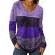 thumbnail image 1 of Camiseta de Larga con Cuello en V y Bloques de Color para Mujer Estilo Casual y Holgado, Ideal para y Otoño M, 1 of 6