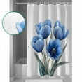 thumbnail image 3 of Small Stall Shower Curtain 36x78 Inch Narrow Half Size Tulip Floral Bath Curtains Bathroom Decor Elegant Flowers Blue Floral Spring Waterproof Fabric Shower Curtain Set with Hooks 36 Inch, 3 of 6
