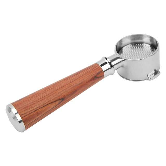 Porte-Filtre à Café, Panier 51mm Porte-Filtre Sans Fond Détachable en Acier Inoxydable Poignée en Bois pour Machine à Café ECO310