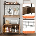 thumbnail image 5 of Behost Baker's Rack with Cabinet, Kitchen Adjustable Storage Shelves for Microwave Cart Oven Stand Coffee Bar, Rustic Brown, 5 of 14