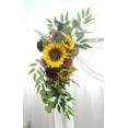 thumbnail image 4 of Fymlhomi Sunflower Wedding Arch Flowers Kit Artificial Burgundy Rose Flower Swag with Eucalyptus Willow Leaves Floral Arrangements for Wedding Backdrop Ceremony and Reception Decor, 4 of 5