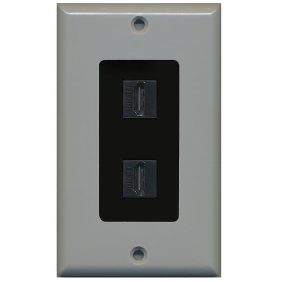 RiteAV - 2 Port HDMI 2.0 Decorative Wall Plate (Gray & Black)