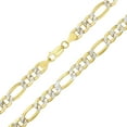 thumbnail image 6 of Nuragold 10k Real Yellow Gold Solid Figaro Link 7.5mm Diamond Cut Pave Chain Necklace (20"-30") Two Tone Italian Jewelry for Men, 6 of 9