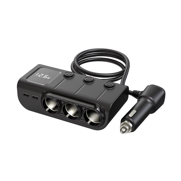 Pisexur Accesorios para coches, Electrónica para cochesEnchufes para coche, uno, remolque, tres puertos USB, PD independiente, carga rápida inteligente, convertidor de 120 W, cargador para asiento de