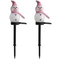 thumbnail image 1 of Solar Lights-Pink Snowman LED Electronic Solar Lights Ground Plug Lights Santa Claus Ground Plug Outdoor Snowman Lawn Lights for Garden, 1 of 5
