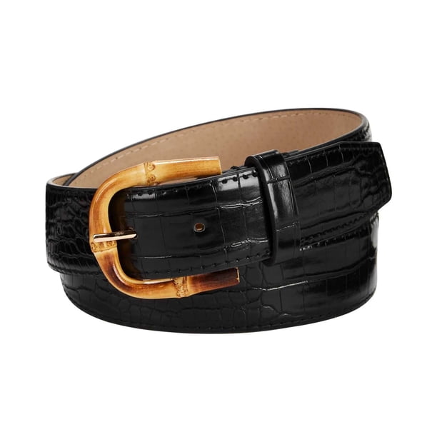 Steve Madden Black Croc-Embossed Belt with Silver Buckle New Steve Madden Croc-Embossed Faux Leather Belt (Size M  main image 3