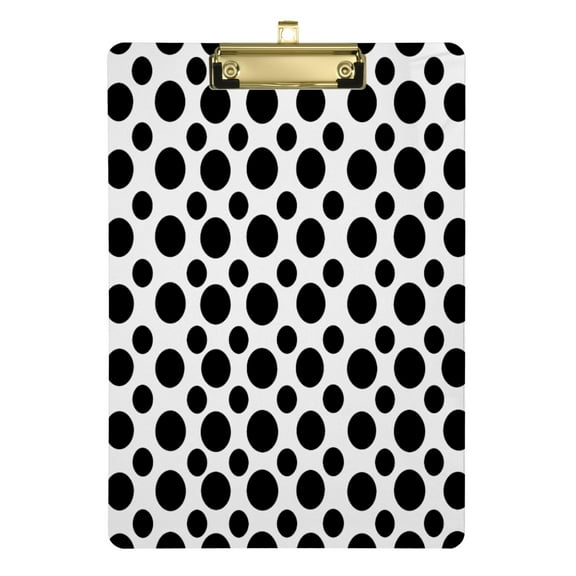 Acrylic Clipboards Black Polka Dots on White A4 Standard Size Clipboard 12.5" X 9" Clip Board for Office School Teacher Women Men