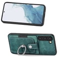 thumbnail image 4 of Compatible with Samsung Galaxy S21 Plus, Classic Card Slots 360 Rotating Finger Ring Kickstand PU Leather + TPU Frame Magnetic Closure Back Case Cover for Samsung Galaxy S21 Plus, Green, 4 of 12