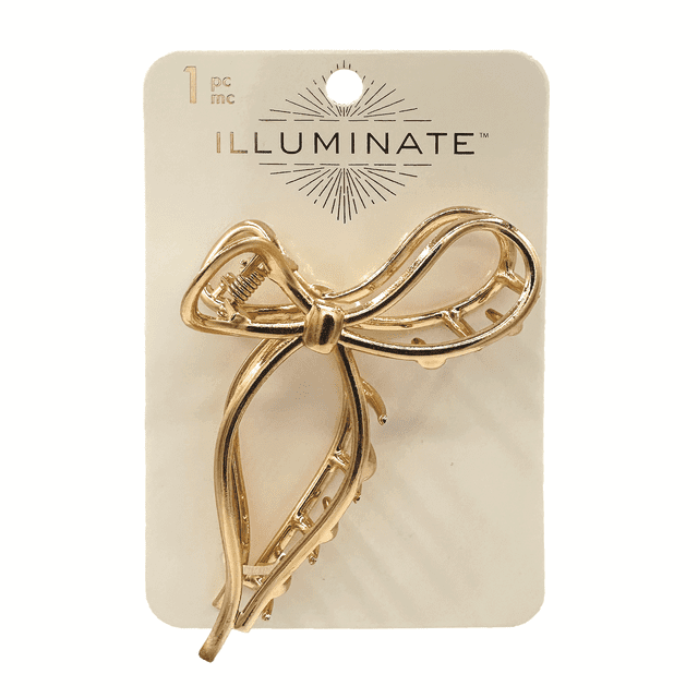 Illuminate 1pc Gold Bow Claw Clip