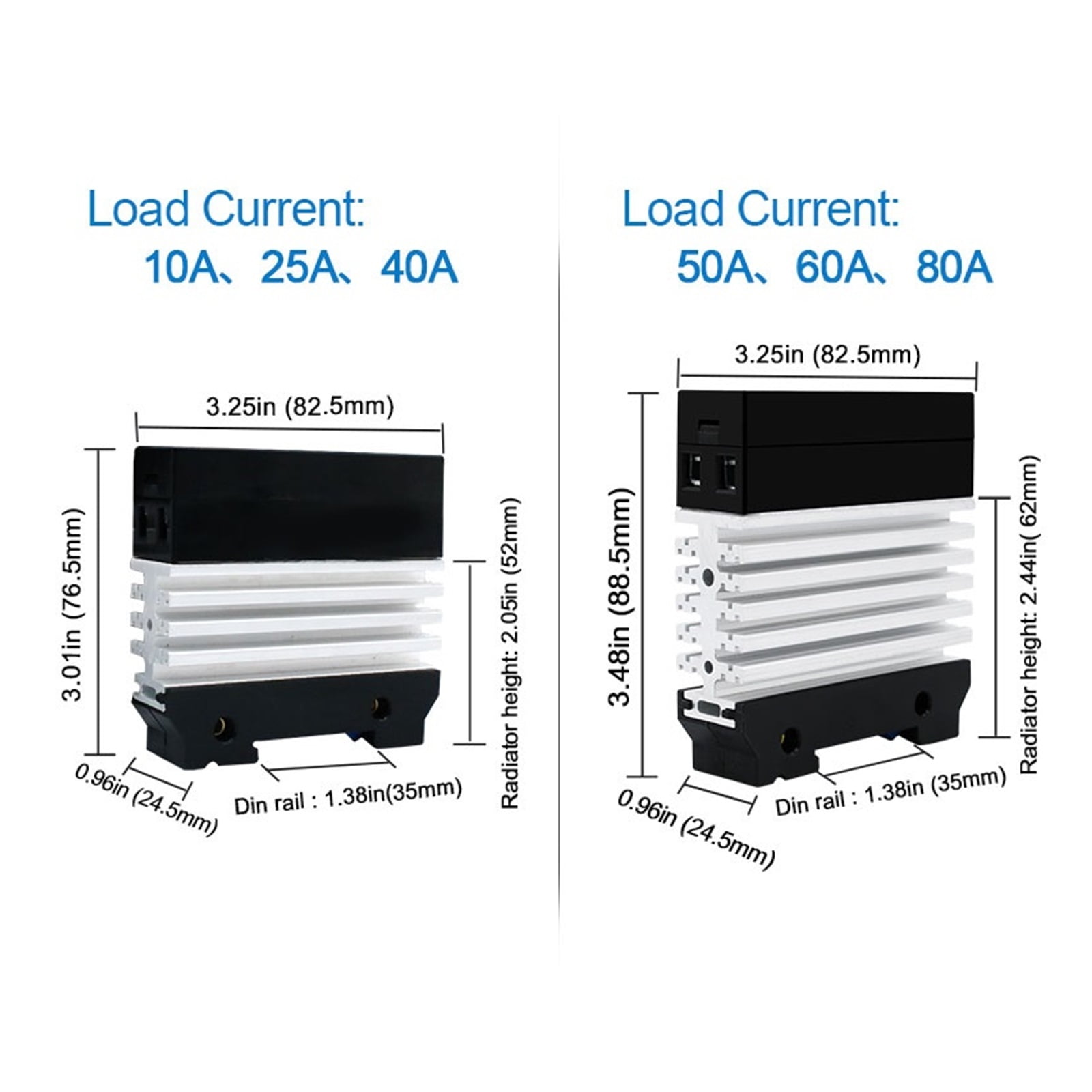 EJYWPSWD Solid State Relay Single Phase Din Rail Mounted Slim Relay with Heat Sink 10a 25a 40a 50a 60a 80a