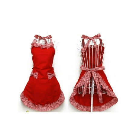 Plaid Half Apron - Lavaport Women Plaid Pocket Kitchen Restaurant Anti-oil Chef Cooking Apron Dress