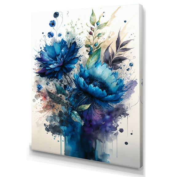 Designart Vibrant Blue Flower Bouquet I Canvas Wall Art