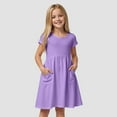 thumbnail image 2 of Gubotare Dresses for Girls Girls Spring Floral Dress Girls Flutter Sleeve Tie Back Summer Dress Size 7-8T (Purple,7-8 Years), 2 of 9