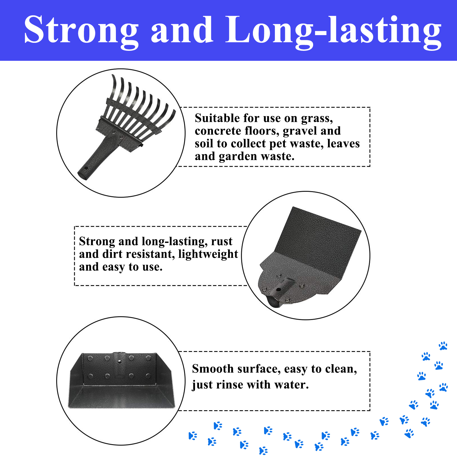 Lanney Heavy Duty Pooper Scooper Set with Rake and Tray photo 3