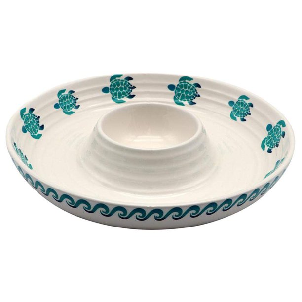Dennis East 11662 Sea Turtle Chip and Dip Bowl Size 12"d Kitchen