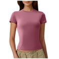 thumbnail image 1 of Women Short Sleeve T Shirts Going Out Tops Polyester Spandex Flattering For Various Occasions, 1 of 4
