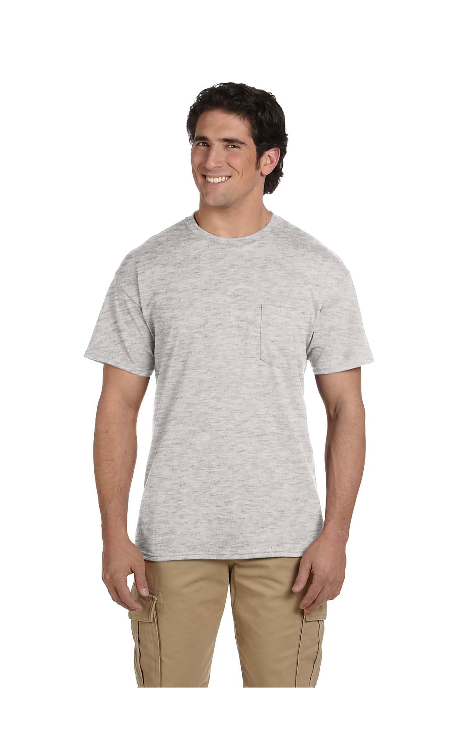 Gildan Mens 7/8 Inch Collar Double Needle Knit T-Shirt 