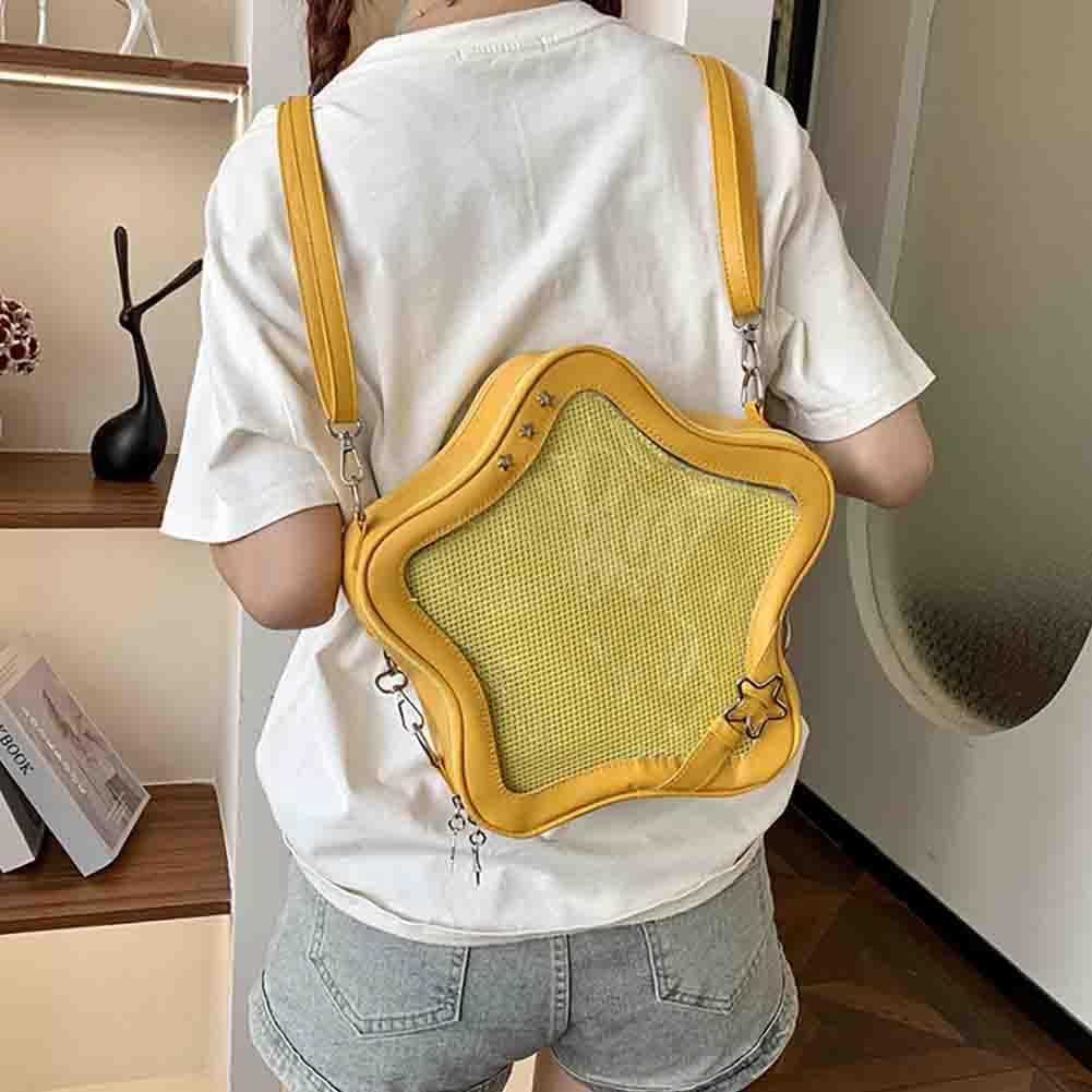 Baguery Ita Bag Star Shaped Purse - PU Leather Cute Clear Crossbody Bag, Kawaii Pin Display Shoulder Bag (Bare Bag)​