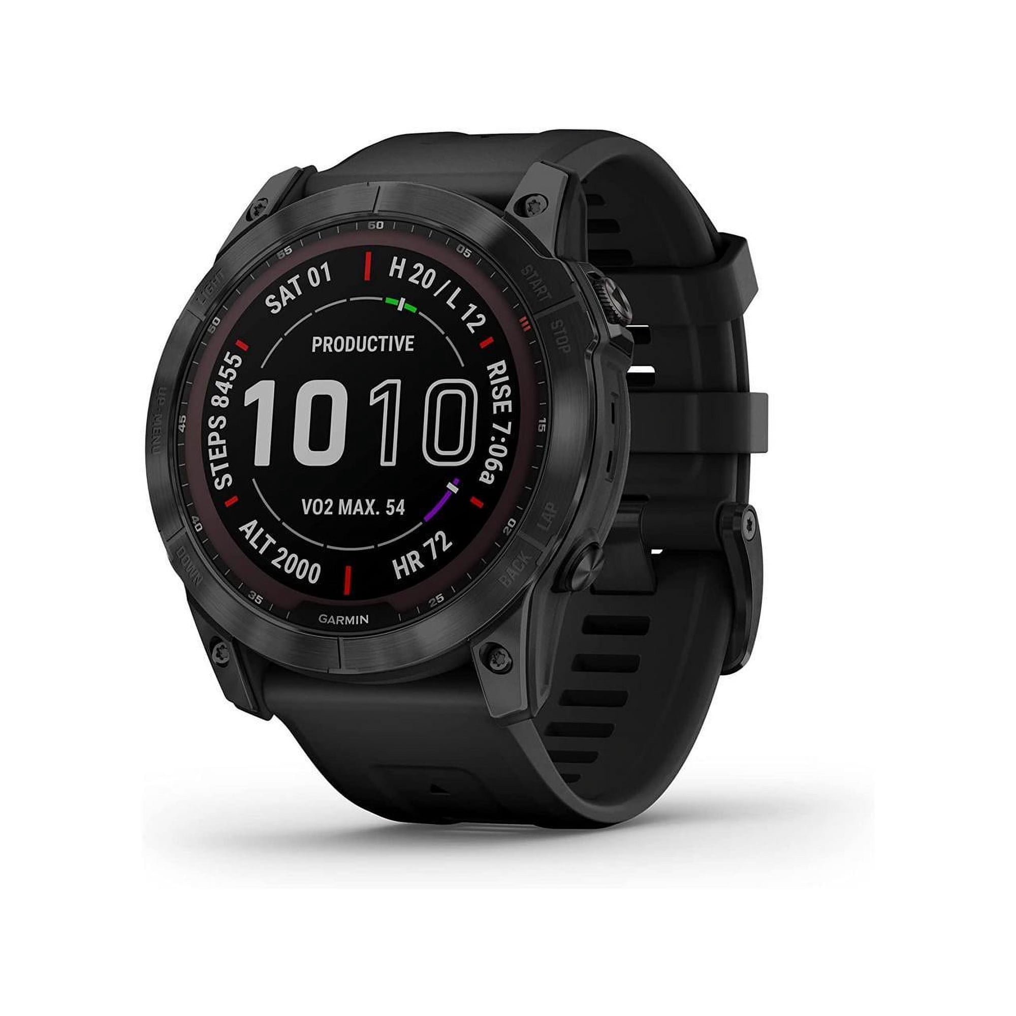 GARMIN, GARM-fenix7xSapphire-RN, Fenix 7X Sapphire Solar GPS Smartwatch with LED Flashlight, 122 Hour Battery Life, Black, 1 Count