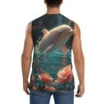 thumbnail image 4 of Uemuo Flower White Dolphin Pattern Men's Sleeveless T-Shirt,Muscle Athletic Tank Top, Moisture-wicking Quick-dry Breathable Classic Tee Top for Gym Run Outdoor Sports-, 4 of 8