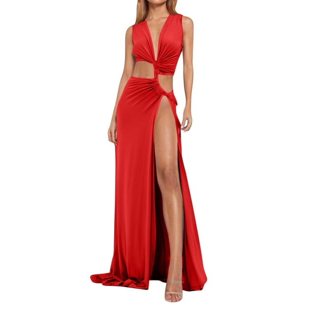 Vestido Largo de Verano Elegante Sexy Hombro Color Sólido Falda Maxi, Moda Vestido sin Mangas para la Primavera Y el Verano Casual Y Vestido de Noche