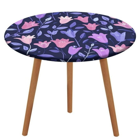 

ZHANGS Fresh Campanula Patch 1623 Round Table Cover Stain-Resistant Fitted Tablecloth Oil-Proof Wipeable Elastic Table Cover Waterproof Table Cloth for Halloween Thanksgiving Christmas