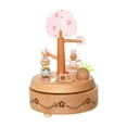 thumbnail image 1 of Caja de música de madera Caja de música giratoria Lindos adornos creativos de conejos Decoración del hogar para niños Mujeres Regalo de cumpleaños del, 1 of 9