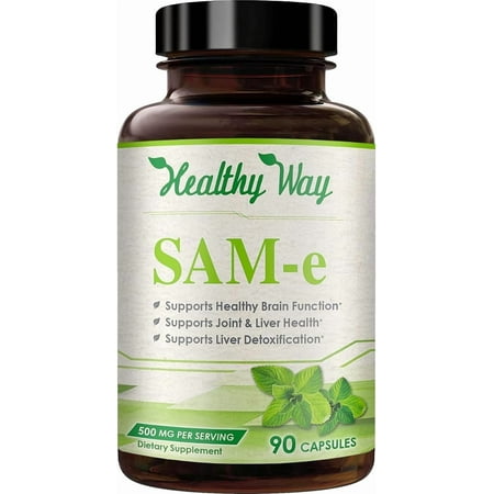 Healthy Way SAM-e Supplement for Brain Health, Liver, Mood & Joint Support, 500mg, 90 Capsules