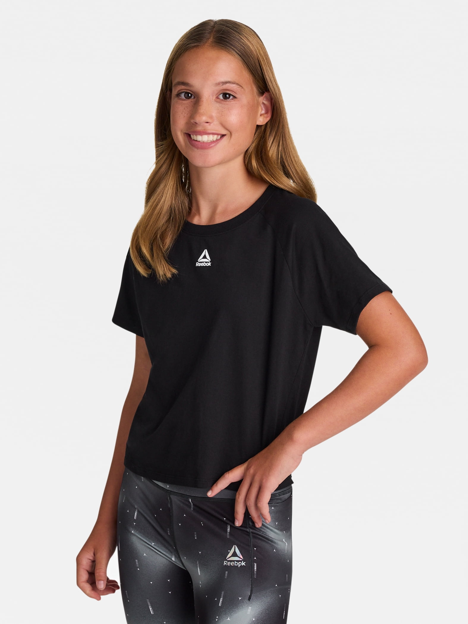 Reebok Girl’s Athletic Boxy Short Sleeve Graphic T-Shirt, Sizes 4-18