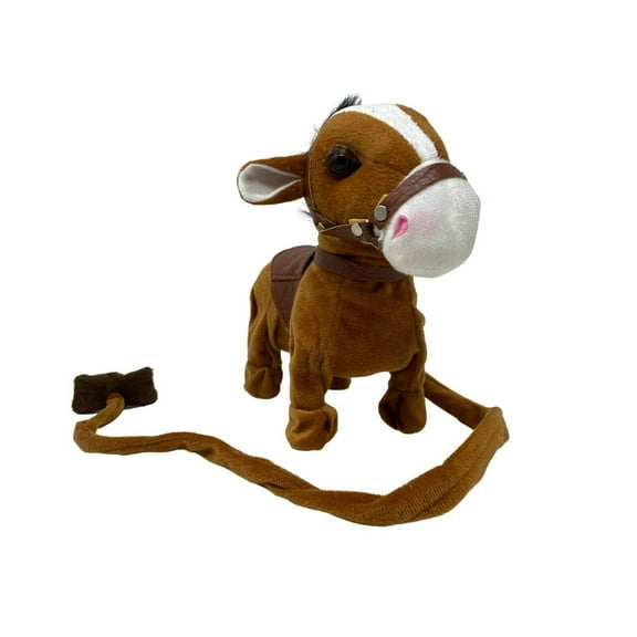 Toy Puppy – Battery Operated Walking & Tail Wagging Plush Horse- Colors May Vary