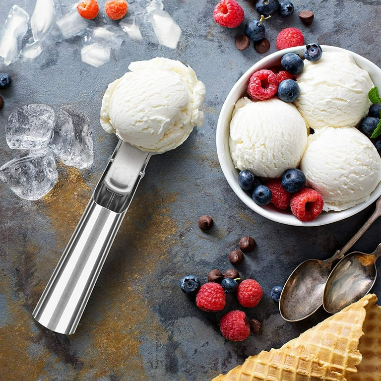 Stainless Steel Ice Cream Scoop With Trigger Ice Cream Ball Non-stick Ice  Cream Spoon For Frozen Yogurt, Fruits, Sundaes Gelatos, Large, Silver - Temu