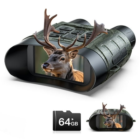 Night Vision Goggles for Adults 112 MP 4K Night Vision Binoculars 12X Zoom & 5000mAh Battery 64GB Card Included Infrared Vision 1300ft Range Perfect for Hunting Camping & Security