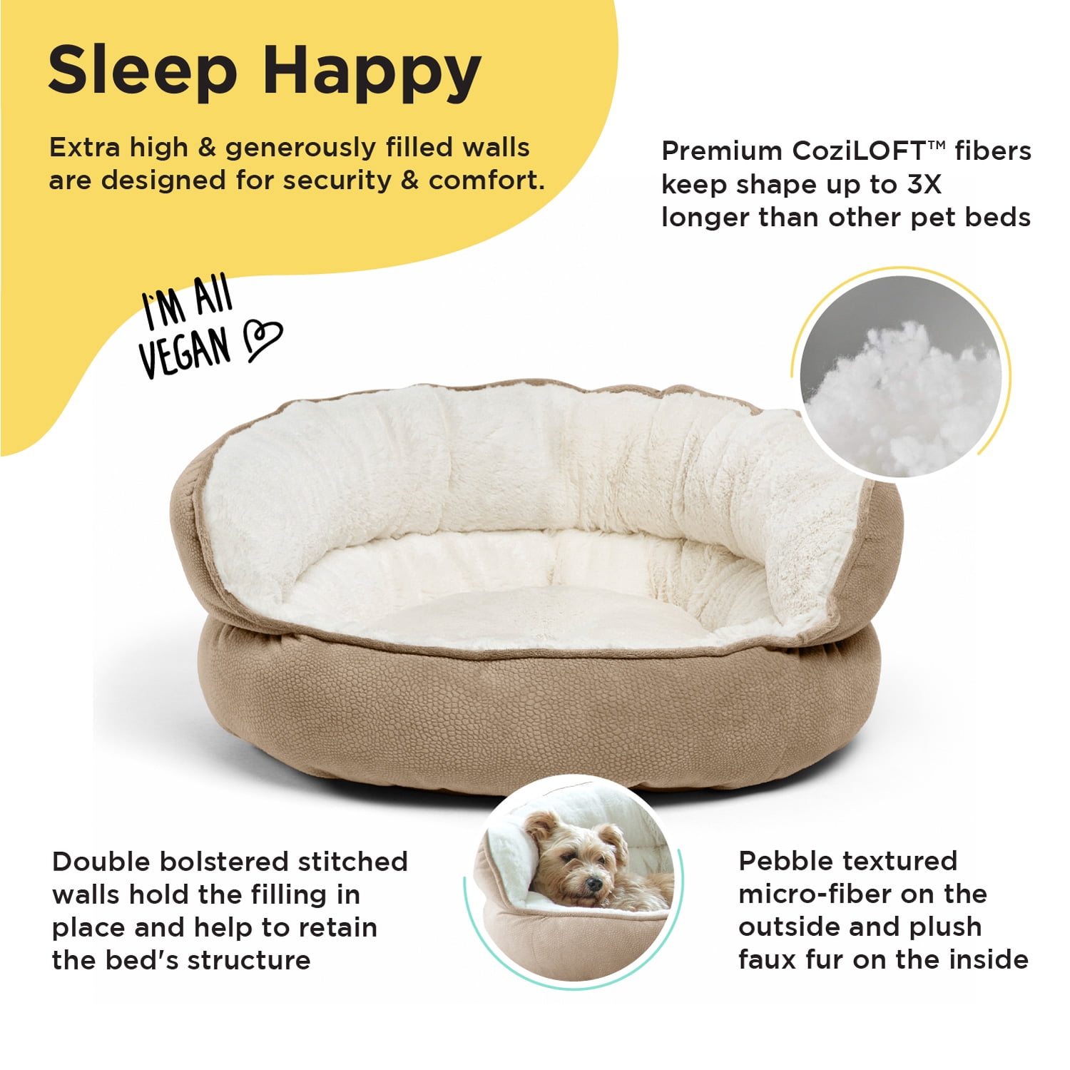 Best Friends by Sheri Pet Throne Wheat Jumbo Round Orthopedic Cat and Dog