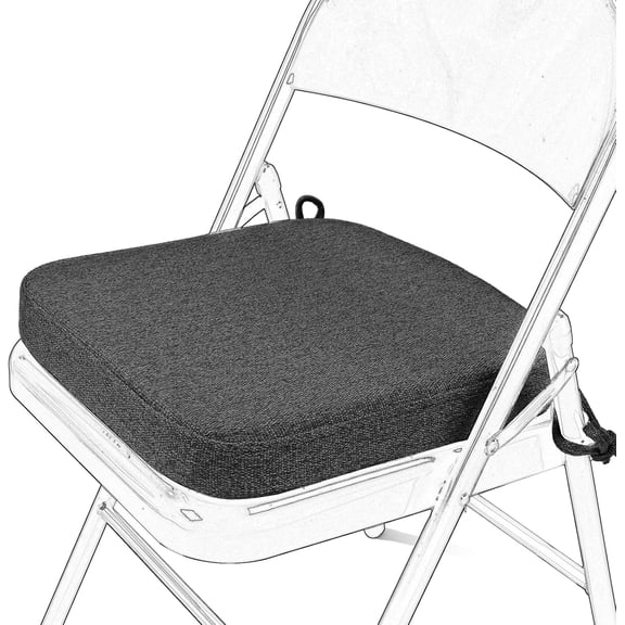 Memory Foam Chair Cushion for Folding Chair 1 Pcs, Thickened 2" Square Kitchen Chair Pad with Ties, Indoor Non-Slip Dining Chair Seat Cushion (1 Piece, Dark Grey)