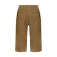 thumbnail image 4 of EANJE Pedal Pushers for Women Bermuda Shorts Dressy Casual Elastic Waist Knee Length Drawstring Gauze Pants Trendy Summer Linen Capri Pants with Pockets Brown L, 4 of 8